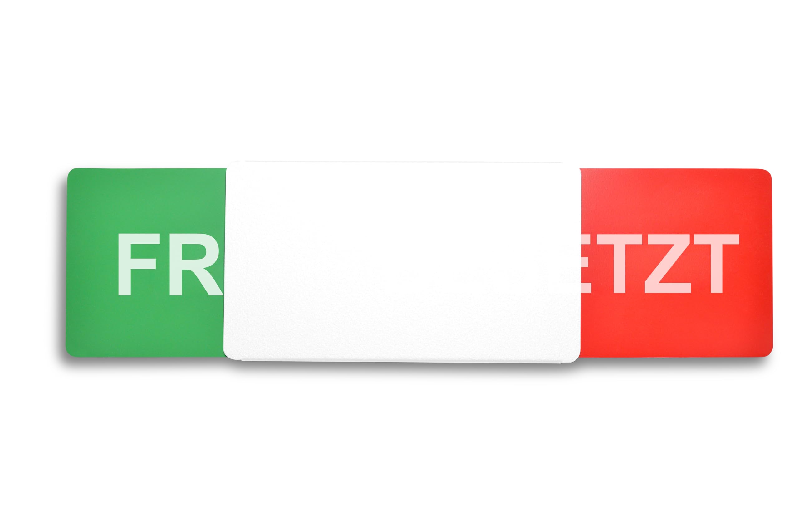 Placa libre/ocupada Estilo: elegante con deslizador blanco 175 x 50 mm – Diseño fabricado en Alemania – Texto grabado – Cartel sin marco con deslizador de metal, almohadillas adhesivas de la