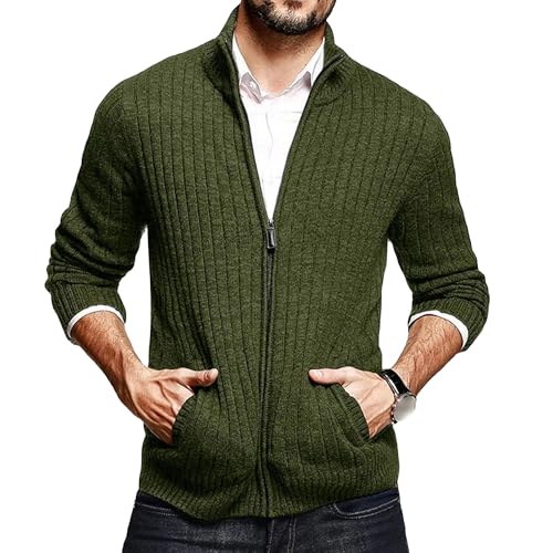 Cardigan à fermeture éclair pour homme en coupe ajustée avec col montant