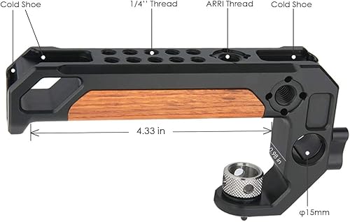 Miniatura 4 de NICEYRIG Mango superior para rosca ARRI 38 '' con abrazadera de varilla de 0.591 in, agarre de madera para cámara DSLR para jaula Rig - 348