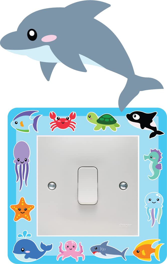 Stickers On Your Wall Light Colourful Sea Animals Switch Surround Art Vinyl Wall Stickers Children's Bedroom