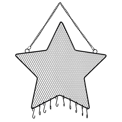Earring Wall Holder Hanging Jewelry Storage Organizer, Metal Grid Star Shape Jewelry Rack Hanging Jewelry Organizer Gift for Women and Girls