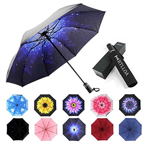 MRTLLOA Inverted Umbrellas Reverse Folding Umbrella Windproof UV Protection Compact Umbrella for Travel