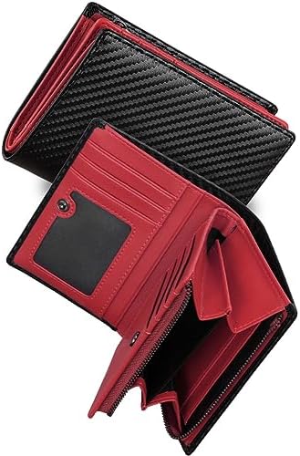 （14:00時点） [GSG] 2つ折り財布 メンズ カーボンレザー 人気 ブランド レザー 二つ折りサイフ 大容量 ふたつおり さいふ カード収納19枚 仕切りあるファスナー小銭入れ 折りたたみ 男性 紳士用 プレゼント ギフトにも 22088