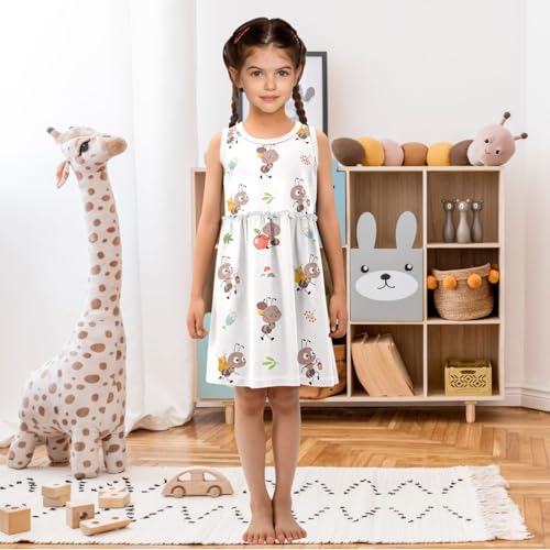 Girls Casual Dress for Summer Cute Swing Sundress Sleeveless Cotton Casual Dress 2-8 Years2