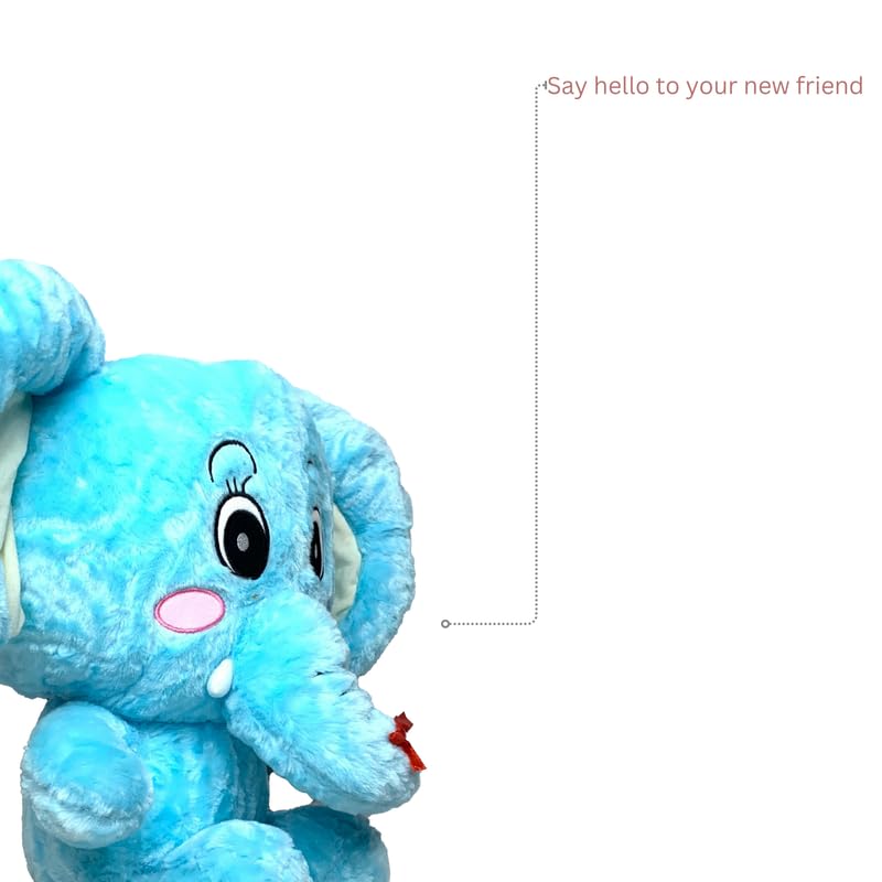 Image of MABLE Elephant Soft Toy for Kids Big Ear Plush Stuffed Animal Toy | Cute & Huggable, Gifting Toy for Baby Boys & Girls | Blue