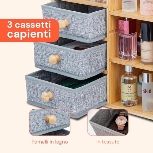 Organiseur de bureau en bambou peu encombrant rangement multifonction réglable