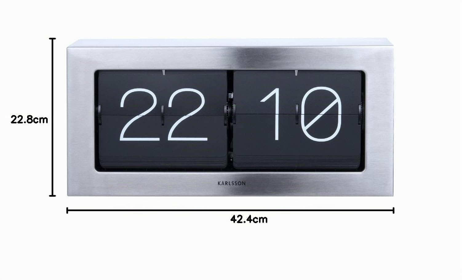Karlsson Wand-/Tischuhr Boxed Flip - Gebürsteter Stahl - 37x17,5x9cm | Rechteck - Stahl - Standuhr - Tisch Uhr