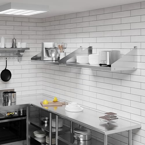 Image of AmGood Stainless Steel Wall Shelf with Side Guards (36 inch Long x 18 inch Deep)