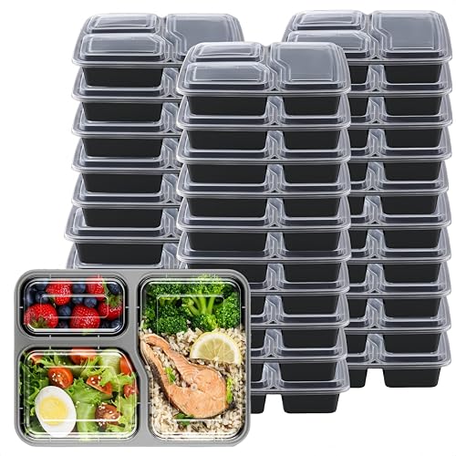 Catálogo para Comprar On-line Topper para comida al mejor precio. 46 Contenedores de Preparación de Comidas, 20pcs Contenedores para Alimentos Reutilizables de 34 oz, Meal Prep Containers con 3 Compartimentos con Tapas, Aptos para...