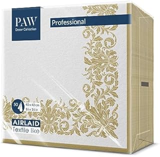 Wysokiej jakości serwetki z Airlaid. 40 x 40 cm. 50 sztuk. HoReCa. Dekoracja stołu. Klasyczne i eleganckie, ornamenty, ramki, złota. Idealna dekoracja stołu na ważne okazje.