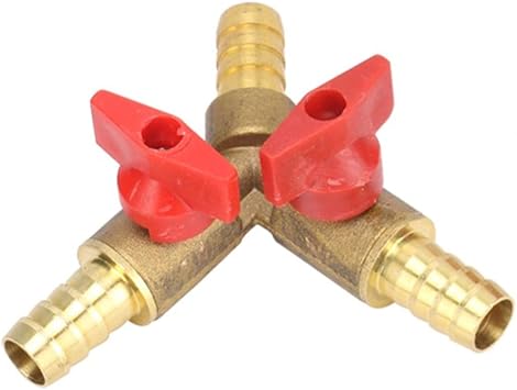 3 Way Hose Connector, Y Shape Brass Ball Valve Connector HATOOLHA  Shut Off Coupling Splitter Ball Valve for Water Oil Gas 8mm