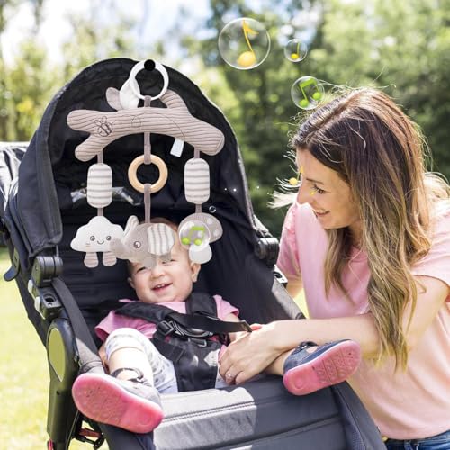 Baby Stroller Toys, Car Activity Set, Educational Hanging Rattle with Wind Chime Feature, Developmental Travel Toy for Boys Crib Road Trips Park Vacation Outdoor Use, 12.99x9.84 Inches – Image 6