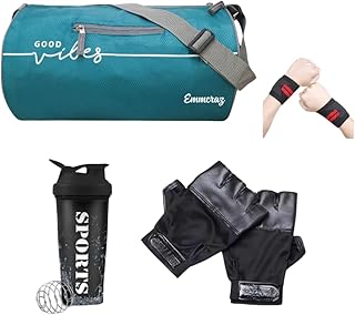 emmcraz Waterproof Sports Duffle Bag with Bottle, Wristband & Gym Gloves – Durable, Stylish & Ideal for Workouts (Airport Blue)-picture-51