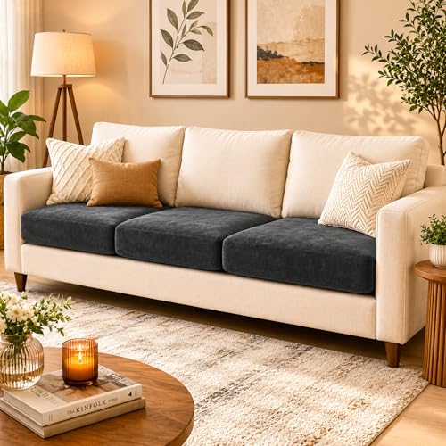 Image of Namdev Art's Velvet Sofa Cushion 21x22x5 Inch | High Density 32 Foam Seat Cushion | Soft & Comfortable Sofa Gaddi with Zip Cover | Multipurpose Cushion for Sofa Chair (Gray)