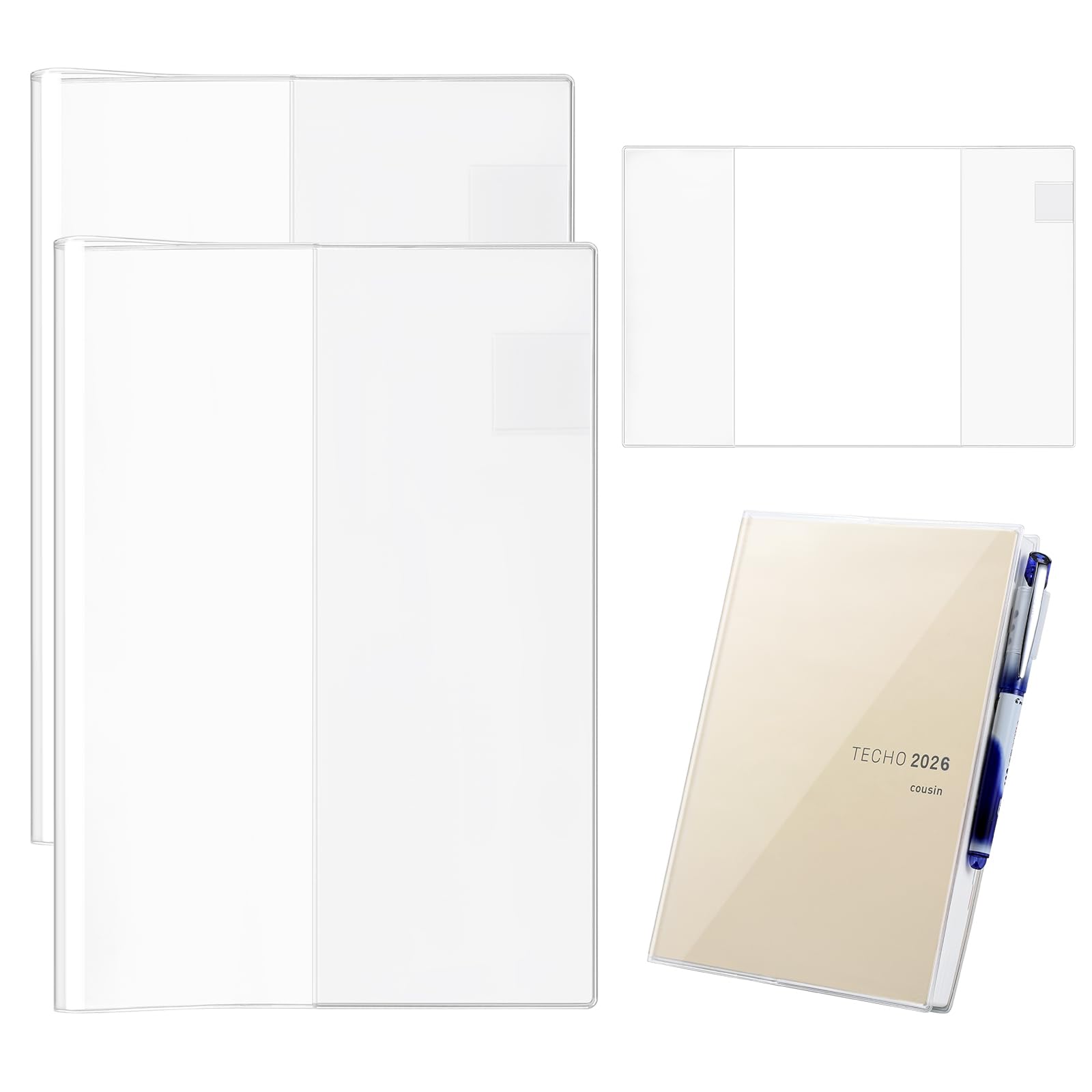 A5 Clear Planner Cover, Fits Hobonichi Techo Cousin 2026 A5, Compatible with Midori, Protector for Stalogy Notebooks (2-Pack)