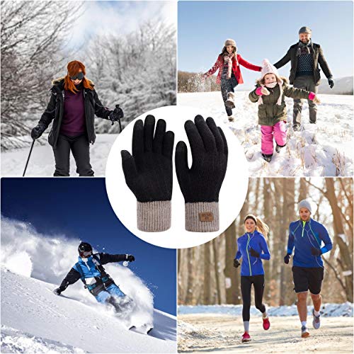 Dames winterhandschoenen 2 paar vrouwen warm touchscreen katoen kort gebreide wanten voor typen rijden zwart + grijs - Image 8
