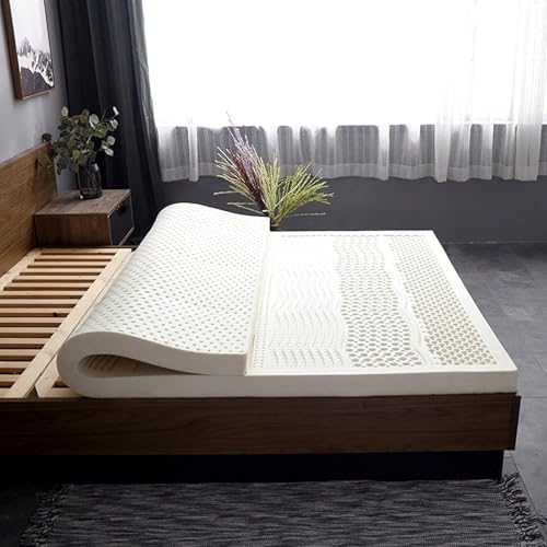 Colchón de látex 100% natural, 5 cm de grosor, suave y cómodo, duradero y no se pliega fácilmente, cubrecolchón de espuma viscoelástica con fundas interiores y exteriores