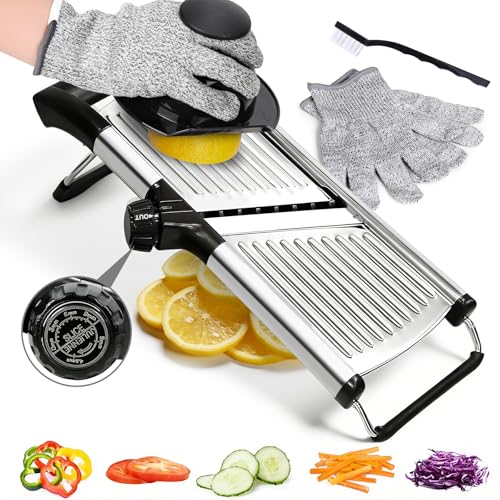 Masthome Mandoline Cuisine, Coupe Réglable en Acier Inoxydable, Coupe Légumes Multifonctionnelle...