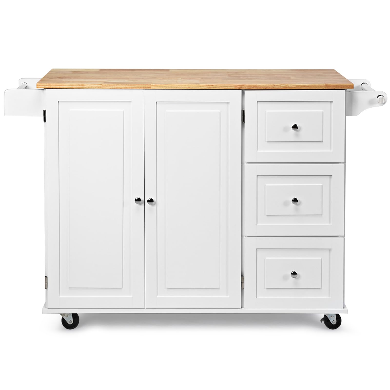 KOMFOTTEU Carrello da Cucina con Pannello Pieghevole Portato fino a 50 kg, Isola da Cucina 43x136x91cm, Carrello Portaoggetti in Legno con Ruote, Multifunzione e Grande, Nero (Bianco)