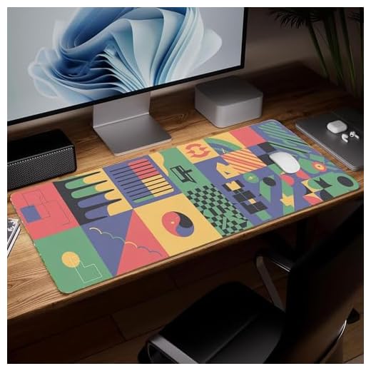 Leather Minimalist Desk Pad, Colorful Art Mouse Pad Large Computer Keyboard Gaming Mousepad Waterproof Desktop Protector & Cover, Decorative PU Leather Laptop Mouse Mat Home Decor 10 x 25.6 inch C121