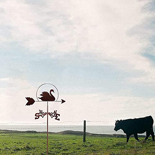 Veleta de viento de cisne para jardín e indicador de dirección retro con anclaje de techo 2