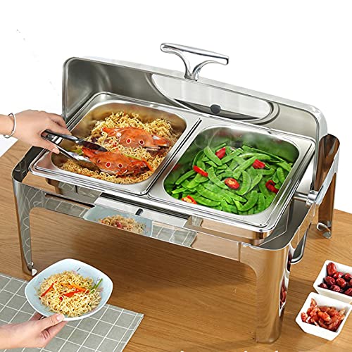 IROEJT Calentador de Alimentos de 9L/13L, Ideal para Fiestas y bufés. Calentador eléctrico de Acero Inoxidable de 400W para Mantener la Comida Caliente.，1/2 Size Pan 9L
