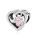 LMLMECREA Herz Charms Anhänger 925 Sterling Silber mit Rosa Hundepfote- Charm für Europäische Armbänder - Geschenk für Frauen