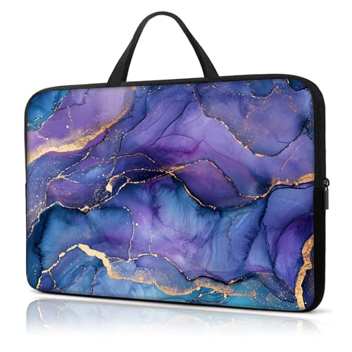 Funda para portátil 13 pulgadas con asa color púrpura mármol miniatura 1