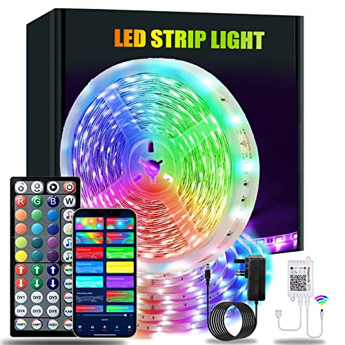 LATKRUU 20m LED Strip Lights with Remote, LED Lights for Bedroom Bluetooth RGB Lights Strip LED Tape Lights Music Sync Colour Changing Mood Light for Bedroom, Room, Christmas Decoration