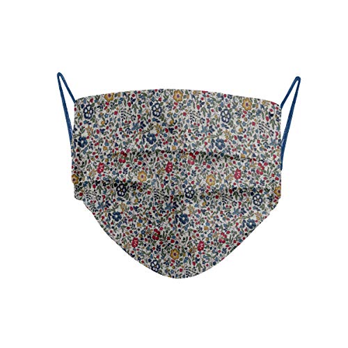 Cencibel Smart casual máscara Liberty London Tana Lawn design Katie e Millie bolinhas azul marinho