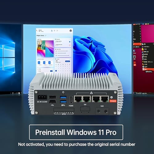 Image of 4*RJ45 Network Ports Industrial mini PC,Fanless mini pc Alder Lake-N97 Quad-core 8GB+128GB, 1*HDMI, 2*USB3.2, 2*USB2.0, 2*COM RS232 /RS485,Windows 11 Pro Linux Samll Desktop Computer
