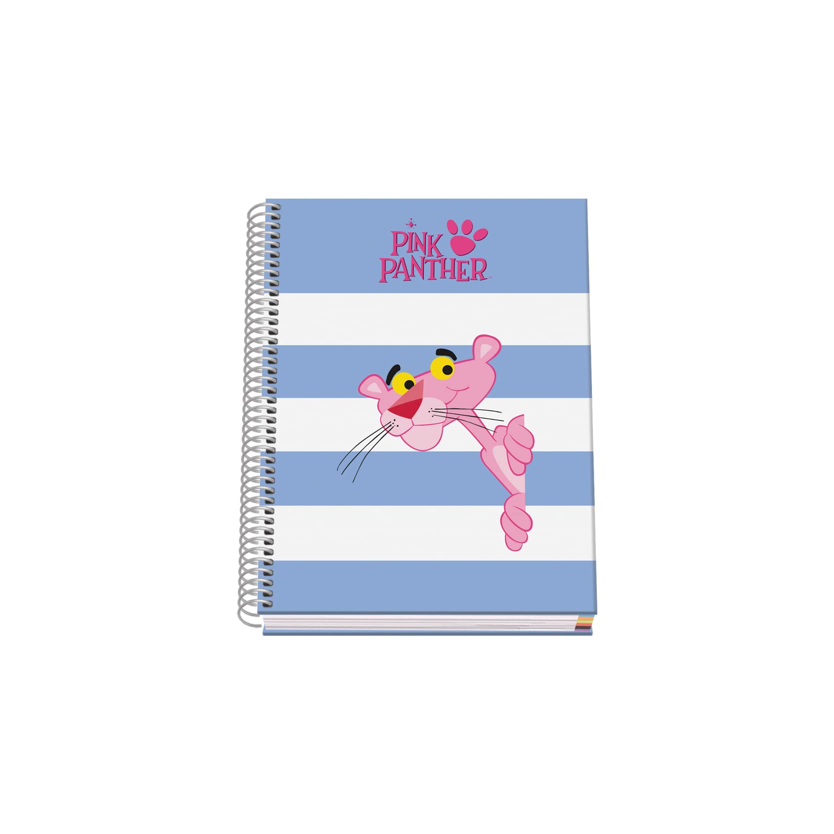 Dohe - Cuaderno A5 con 100 Hojas - Tamaño: 21x16,2 cm - Cuadrícula de 5 mm - Espiral Metálica - Tapa Dura - Material escolar - Pink Panther Stripes