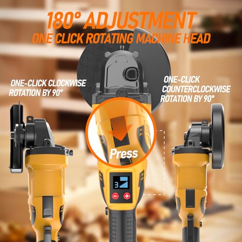 Image of Cordless Angle Grinder Compatible with Dewalt 20V Max Battery(NO Battery) | 4-1 /2 inch Brushless Angle Grinder with 3 Speeds, 9300RPM, Tool Bag, 6 Wheels for Metal Cutting, Griding,and Polishing