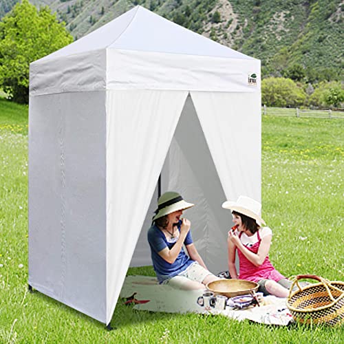 Image of Eurmax USA 5x5 Pop Up Canopy Tent,Commercial Tent with Patented No-Tip Rolling Bag,4 Zippered Removable Walls,UV & Water Resistant Canopy Top,Heavy Duty Outdoor Gazebo,Instant Shelter(Red)