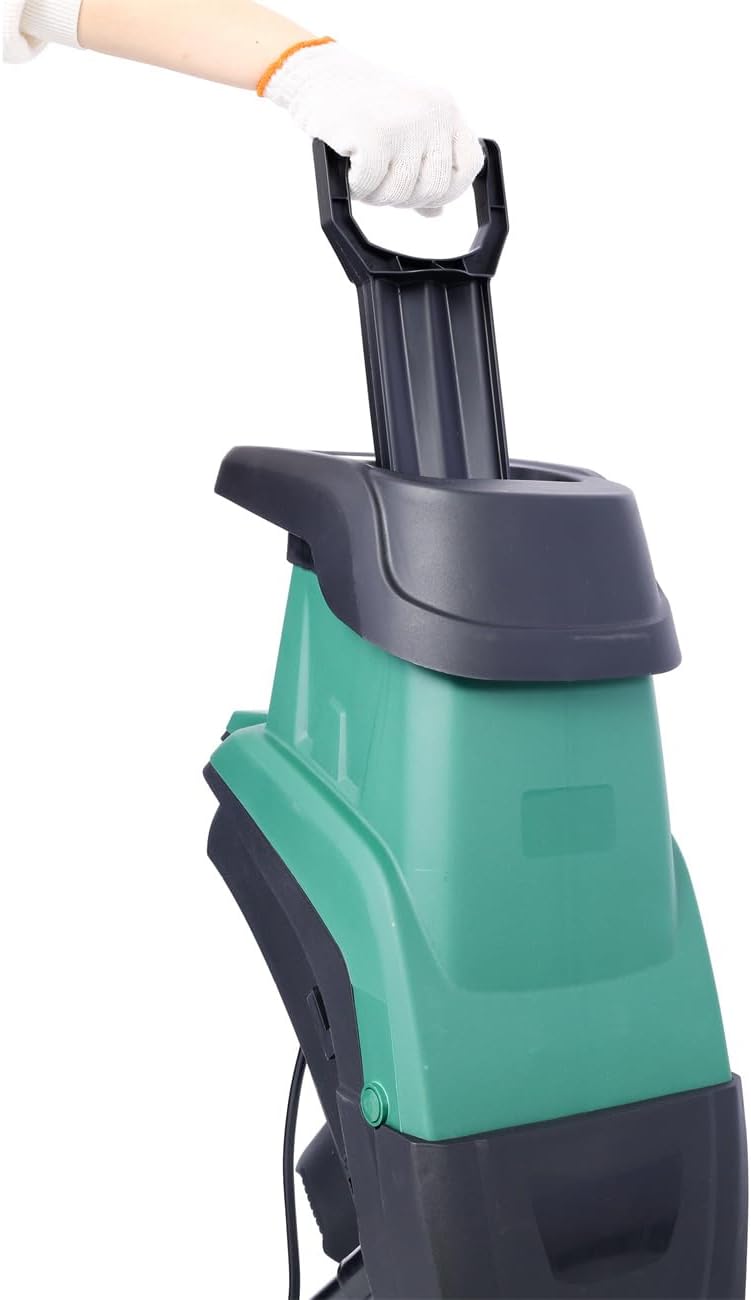 15Amp Electric Wood Chipper/Shredder with Wheels Electric Garden Shredder Portable Chipping Width Collection Bag, Double Sided Blade System, Auto Shut-Off Green