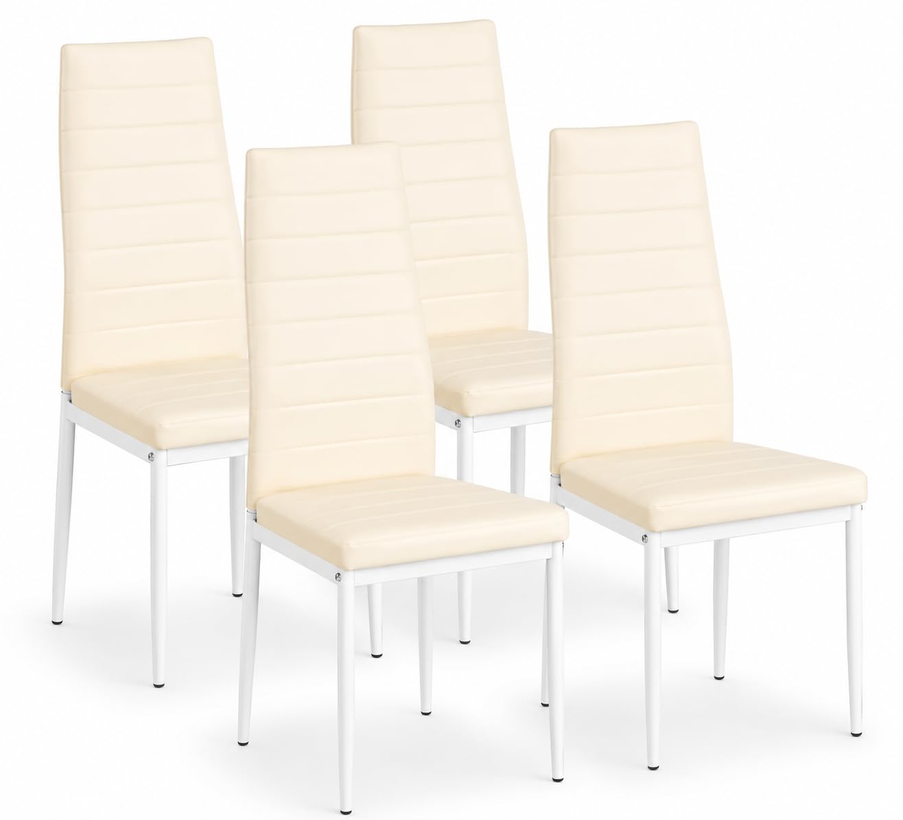 IlGruppone Set Sedie da Pranzo 4 o 6 Pezzi, Sedie Moderne Imbottite per Cucina Soggiorno Sala da Pranzo, Facile Montaggio con Gambe Robuste, Rivestimento in Pelle Sintetica - Beige - 4 Pezzi