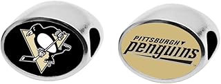 Pittsburgh Penguins 2-Sided Bead Fits Compatible With Pandora Style Bracelets