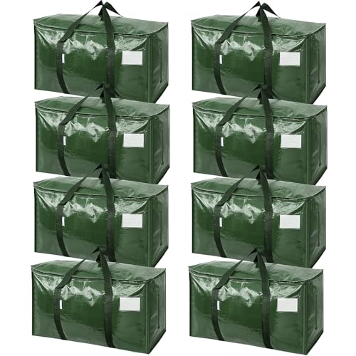 Image of TICONN 8 Pack Extra Large Moving Bags Heavy Duty with Zippers & Carrying Handles, Durable Storage Bags Moving Boxes for Closet Organizers and Storage (8 Pack, Olive)