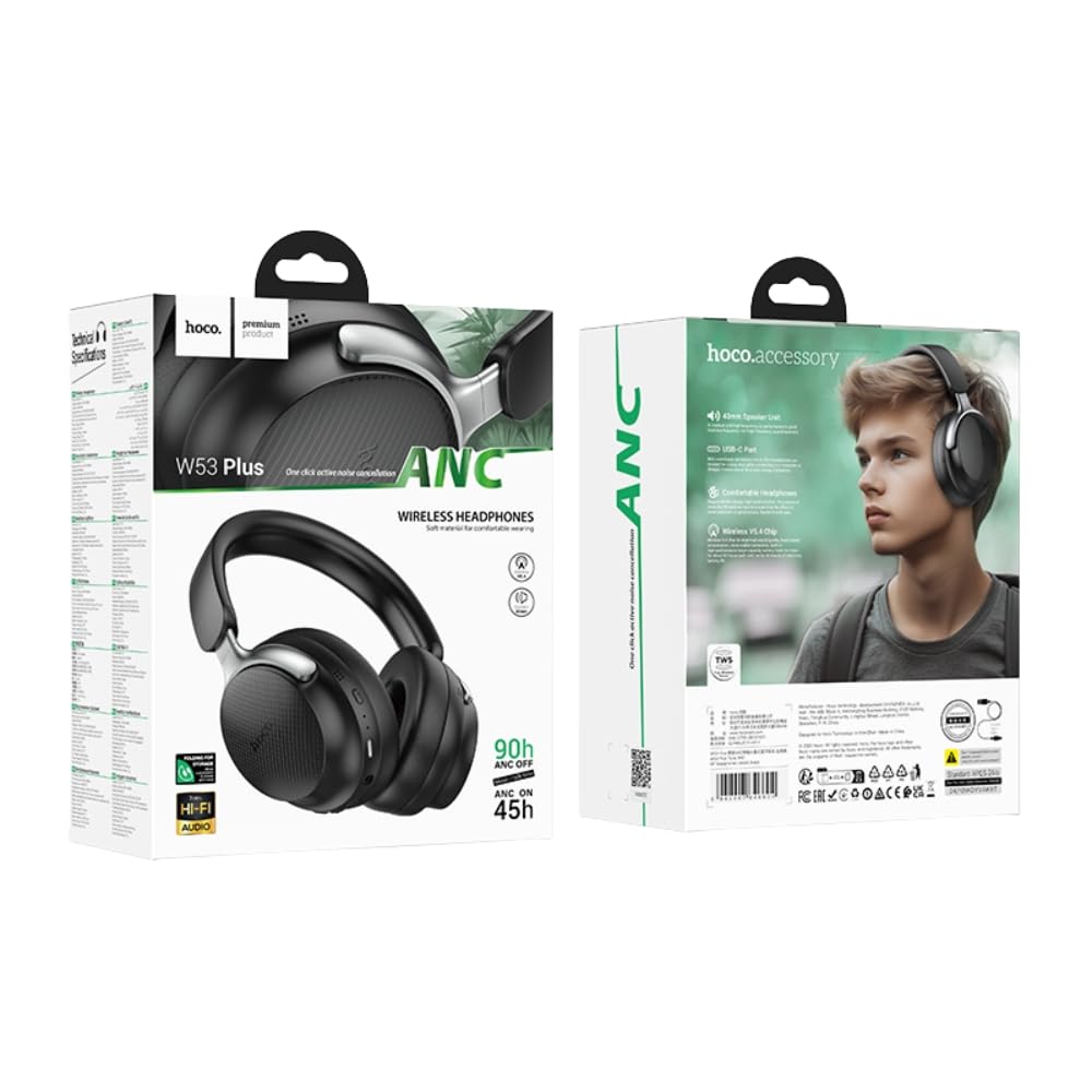 hoco. Active Noise Cancelling Headphones, 45H Playtime Wireless