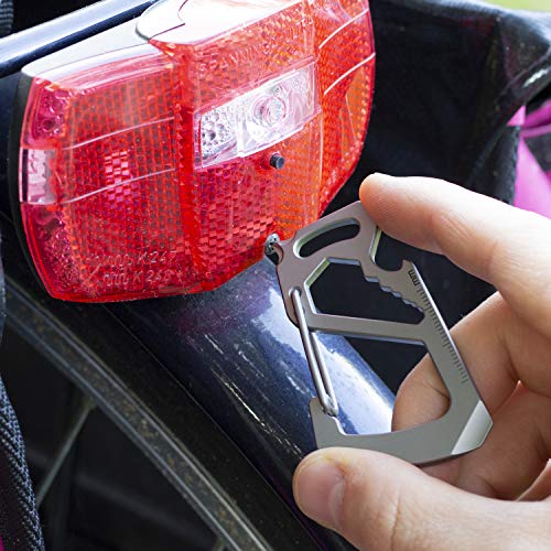 Northwall Key Carabiner Keychain Multitool, Titanium [Strong And Lightweight] 12 In 1 Multi Tool Caribeaner Clip [Keychain Bottle Opener, Wrench, Screw Driver, Etc.] #TOP2