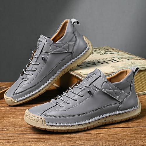 Image of Womens Casual Shoes Ankle Chukka Boots Slip On Breathable Loafers Handmade Fashion Sneakers Mid top Walking Driving Flats Shoes