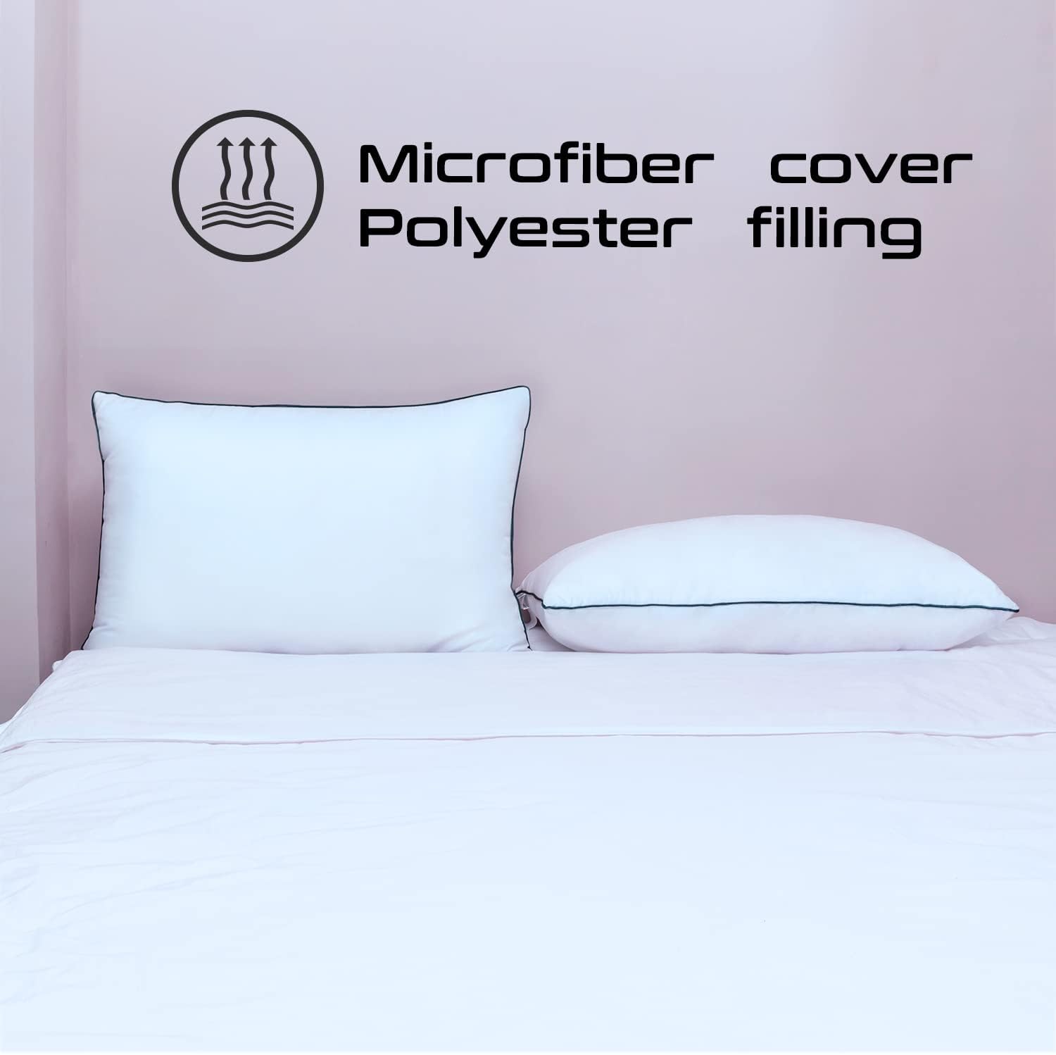 FAPO Bed Pillows for Sleeping (2-Pack), Aleen Series Middle Soft Pillow Luxury Plush Microfiber Fill for All Sleepers, Natural Cover - Queen Size : Home & Kitchen