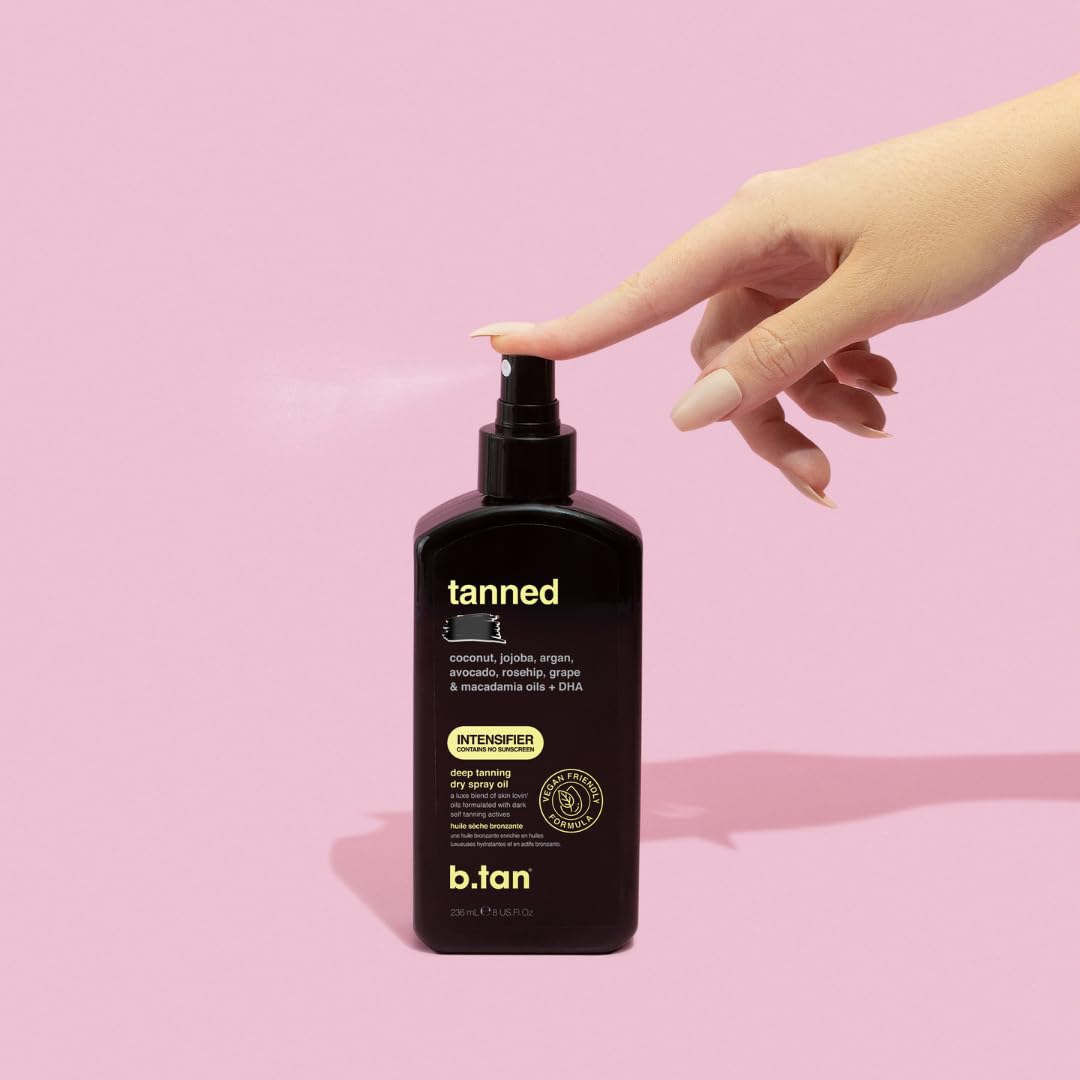 b.tan Intensifier Olio Spray Secco Abbronzante Profondo | AF abbronzato - Ottieni un'abbronzatura più veloce e più scura dagli attivi che accelerano l'abbronzatura, vegan, 8 fl oz