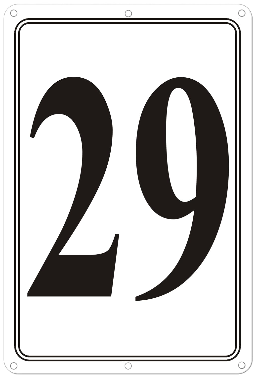 Premium Aluminum Number Signs 29, Metal 12" X 8" Numbered Signs Outdoor for Parking Lots, Floor, Dock, Court, Aisle, Field, High Visibility, No Fade, Weather-resistant