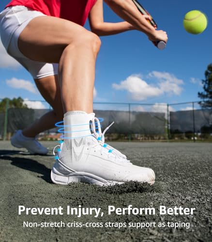 Image of Slim-Fit Ankle Brace for Sprained Ankle, Quick Lace Up Ankle Support for Women Men with 2 Auto-Shaped Pads, Air Fabric Cool Ankle Stabilizer for Injury Recover, Running,Sports, White,L