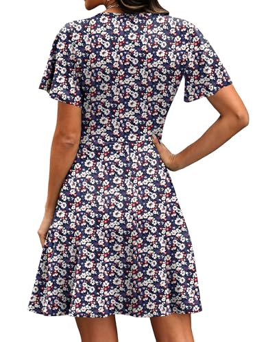 Image of RUMIA Women Casual Dresses Wrap V Neck Dress A-Line Summer Sundress Fashion