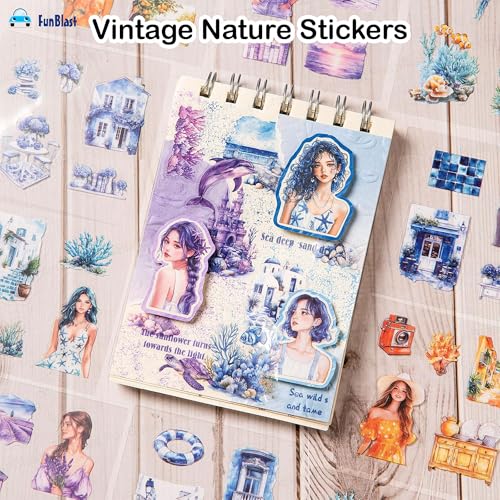 Image of FunBlast Self Adhesive 640Pcs /100 Sheets, Aesthetic Butterfly Stickers, Retro Decorative Sticker's for Scrapbook, Japanese Style Sticker's for Project, Journals, Scrapbooking (Summer)