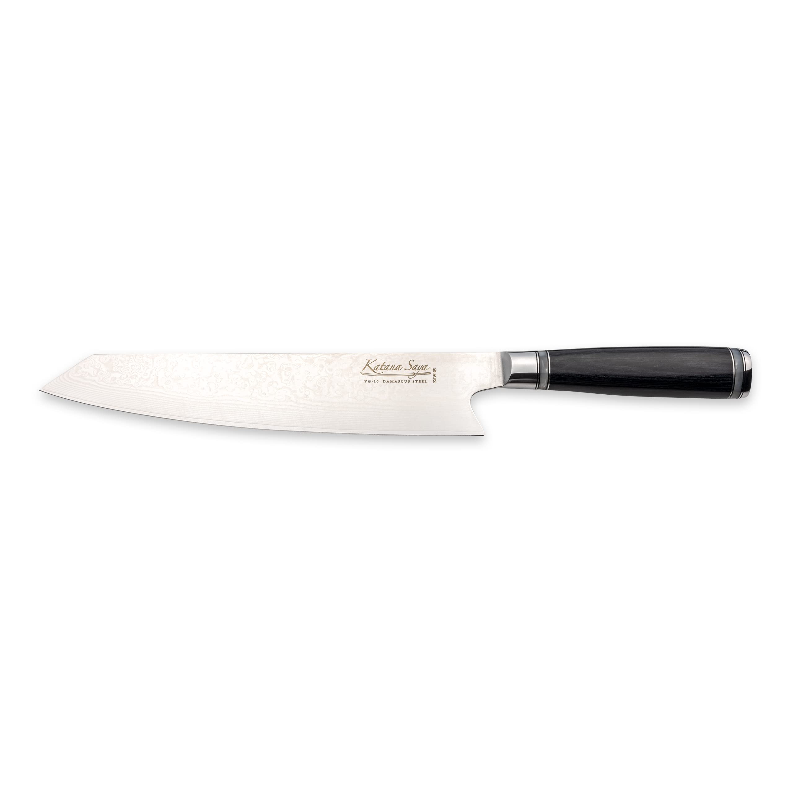 Nóż Kiritsuke Katana Saya 24 cm, 67-warstwowa stal nierdzewna VG-10 Damascus, rękojeść z drewna Pakkawood