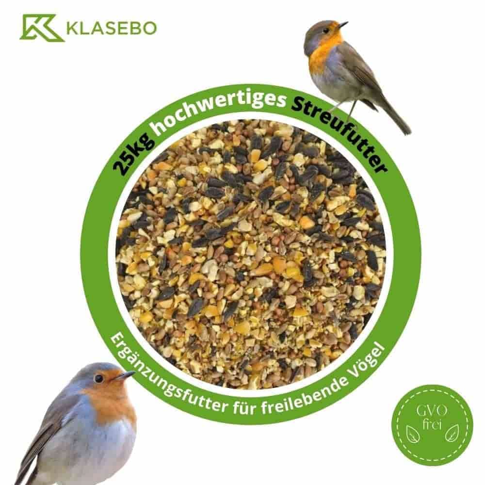 KLASEBO Streufutter 25 kg, Vogelfutter Wildvogelfutter 4 Jahreszeiten Premium Mischung