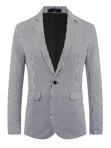 Lars Amadeus Stripes Blazer for Men's Single Breasted Sport Coat Business Striped Suit Jacket